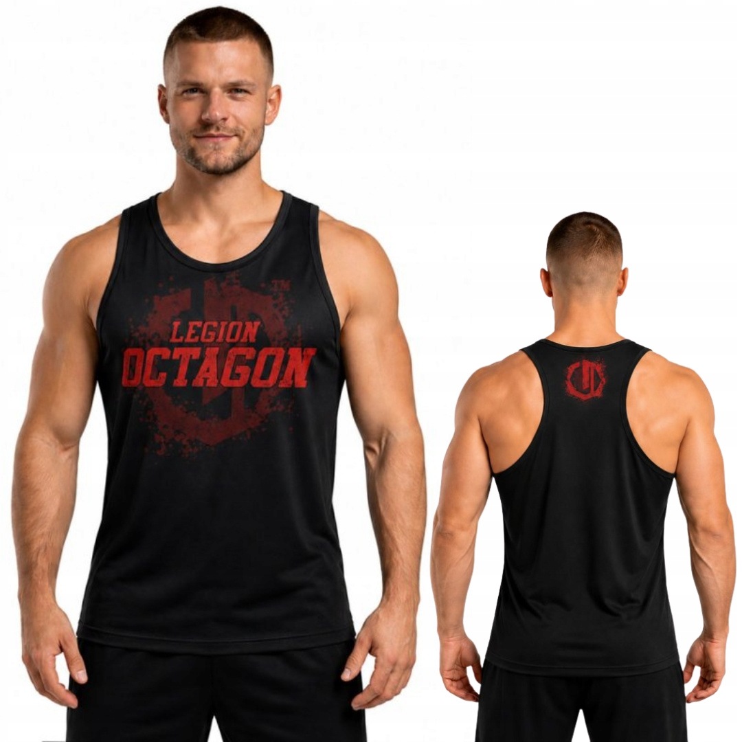 Tank top sportowy męski Octagon Grunge Czarny/Czerwony r. XL