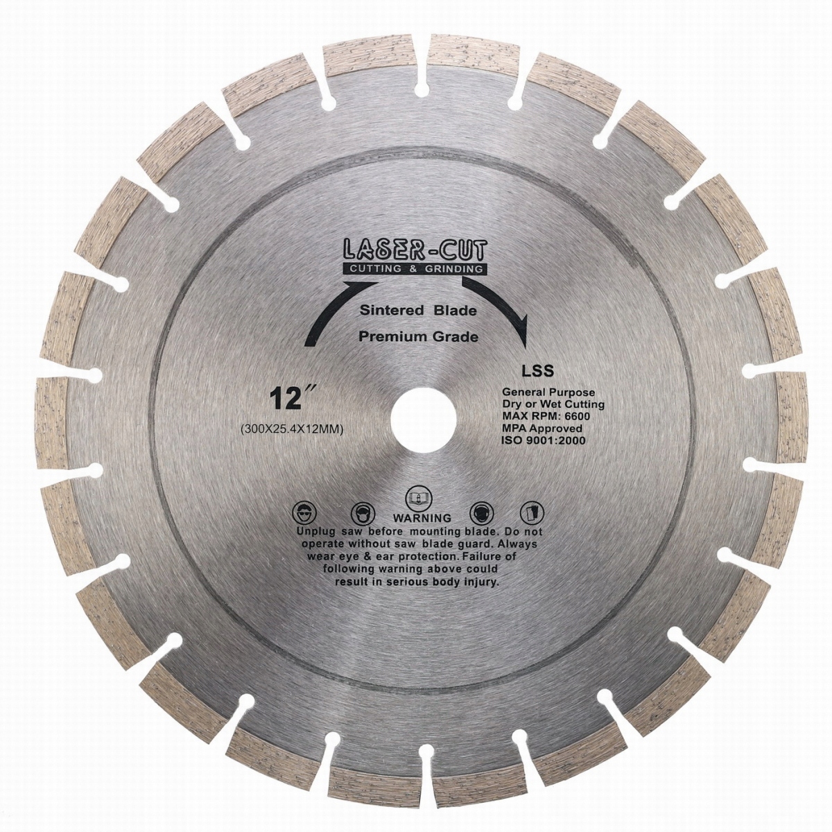Laser-cut L001210 Diamantový kotouč segmentový 300 x 25,4 x 12mm Lss