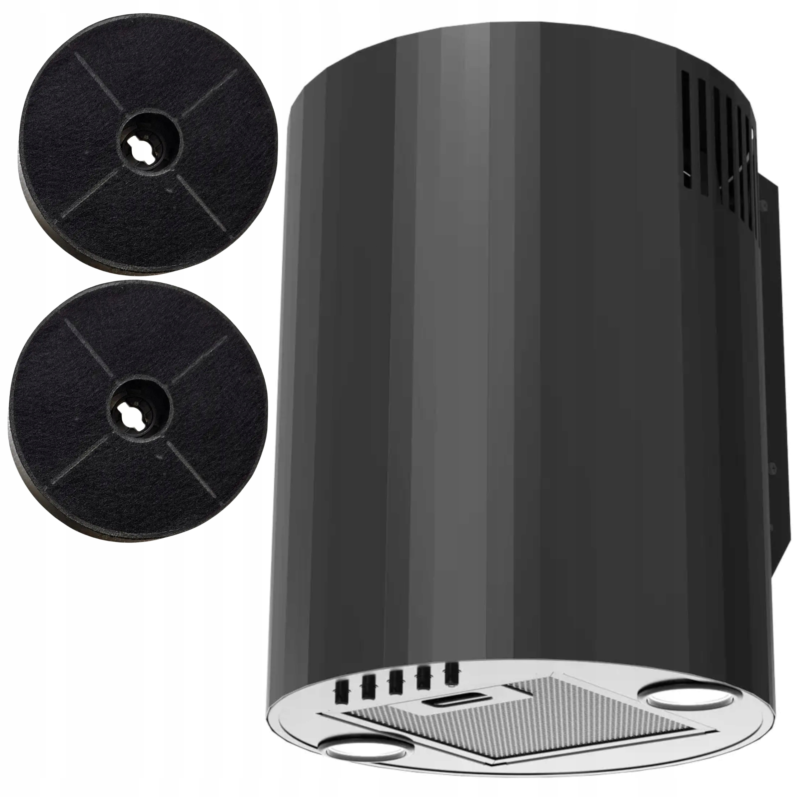 Okap kuchenny przyścienny okrągły tuba Filtr Czarny Elba Mini 3D 431