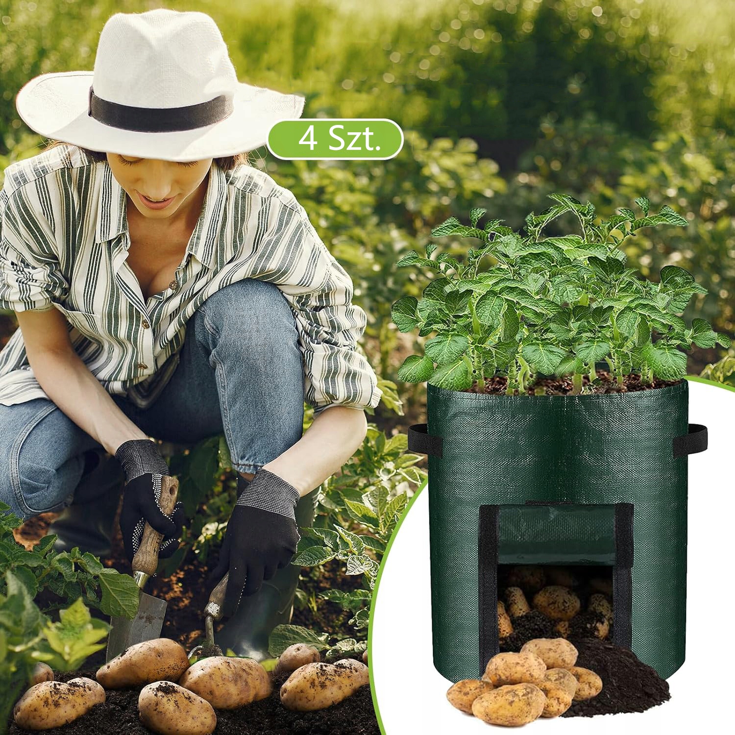 WORKI DO UPRAWY ZIEMNIAKÓW, 4 SZT.TORBY DO UPRAWY ROŚLIN TOREBKI DO UPRAWY Długość 35 cm