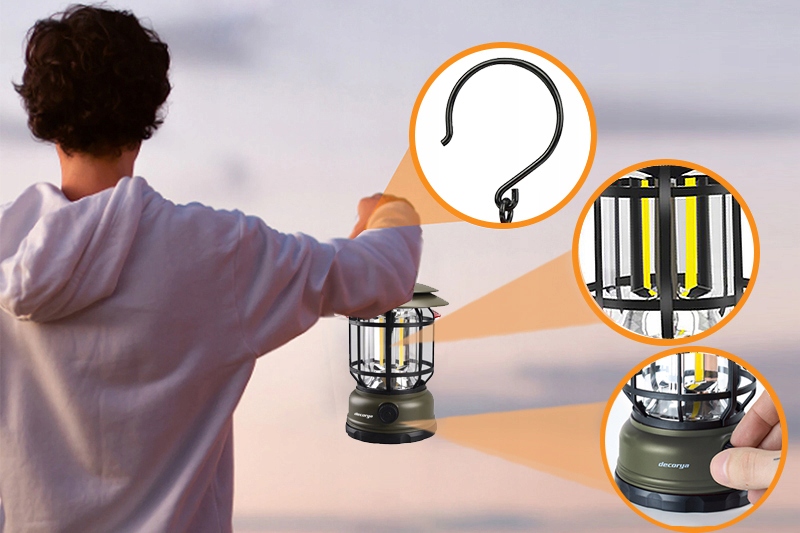 WISZĄCA STOJĄCA LAMPKA LED NA RYBY PO NAMIOT CAMPING W GÓRY AKUMULATOROWA Materiał tworzywo sztuczne