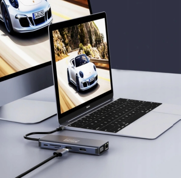 ADAPTER HUB 12w1 USB-C 2x HDMI VGA Jack RJ45 M1 Producent Zenwire