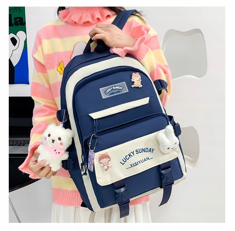 MODNY TORNISTER MŁODZIEŻOWY PLECAK SZKOLNY ZESTAW PIÓRNIK TORBA 5w1 PL Kod producenta D053