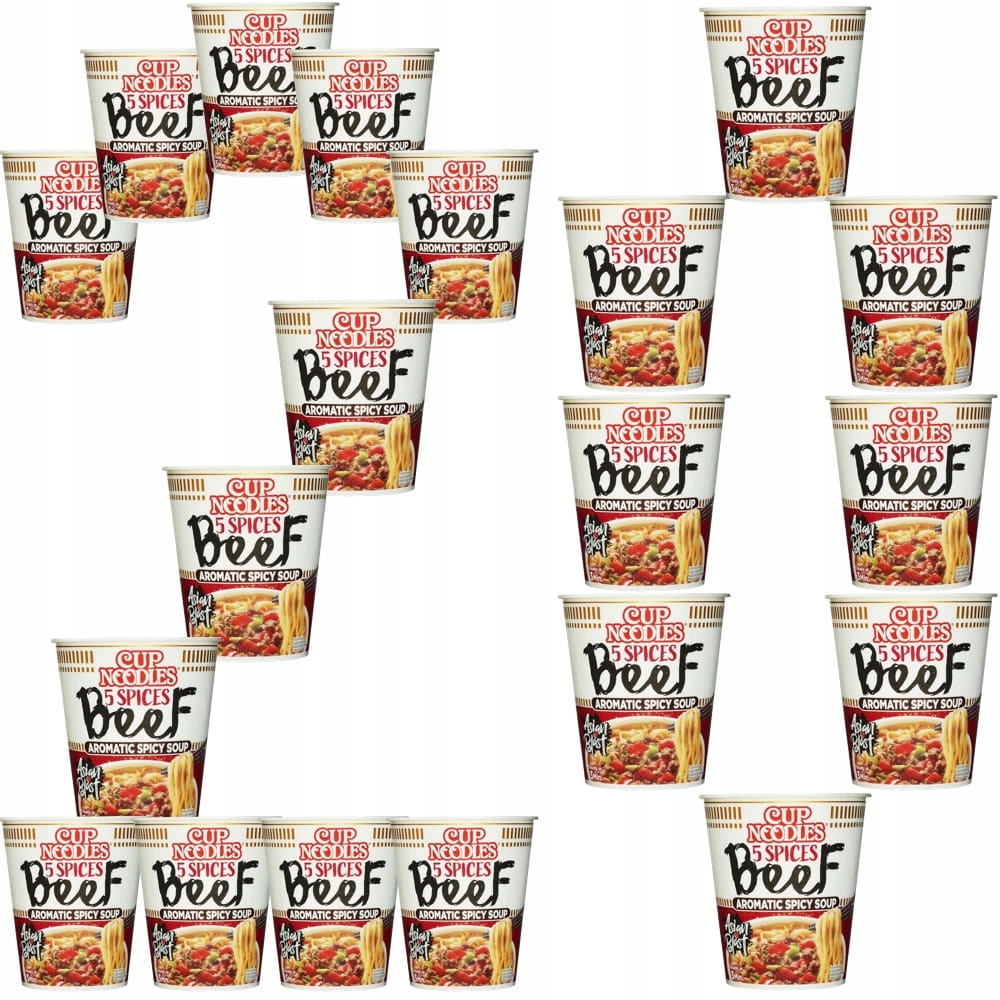 20x Instantní instantní polévka na těstoviny 350 ml Hovězí maso 5 příchutí 64 g Nissin