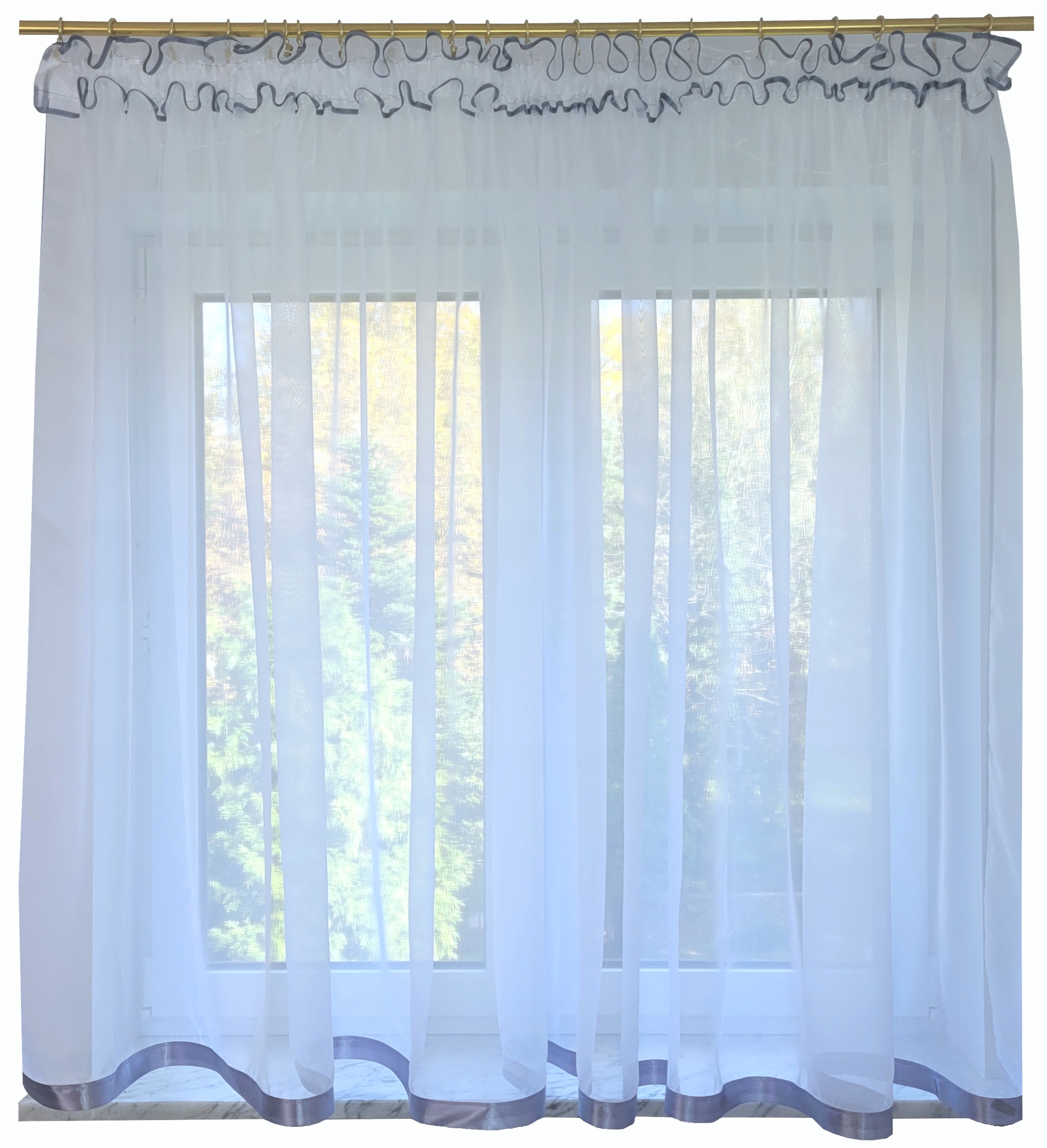 

Firana Gotowa Prosta Lamówka 150x400 Tunel Żabki