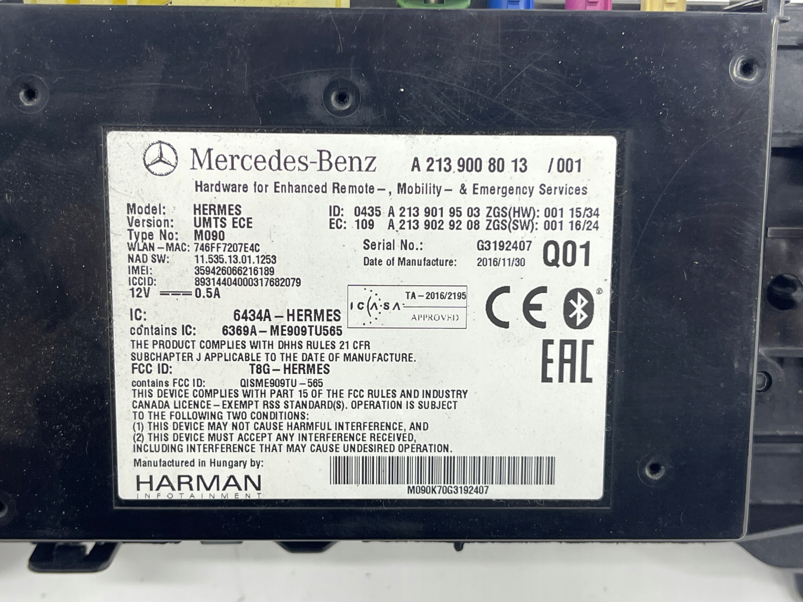 control unit module TELEMATIC A2139008013 MERCEDES E-KLASA W213