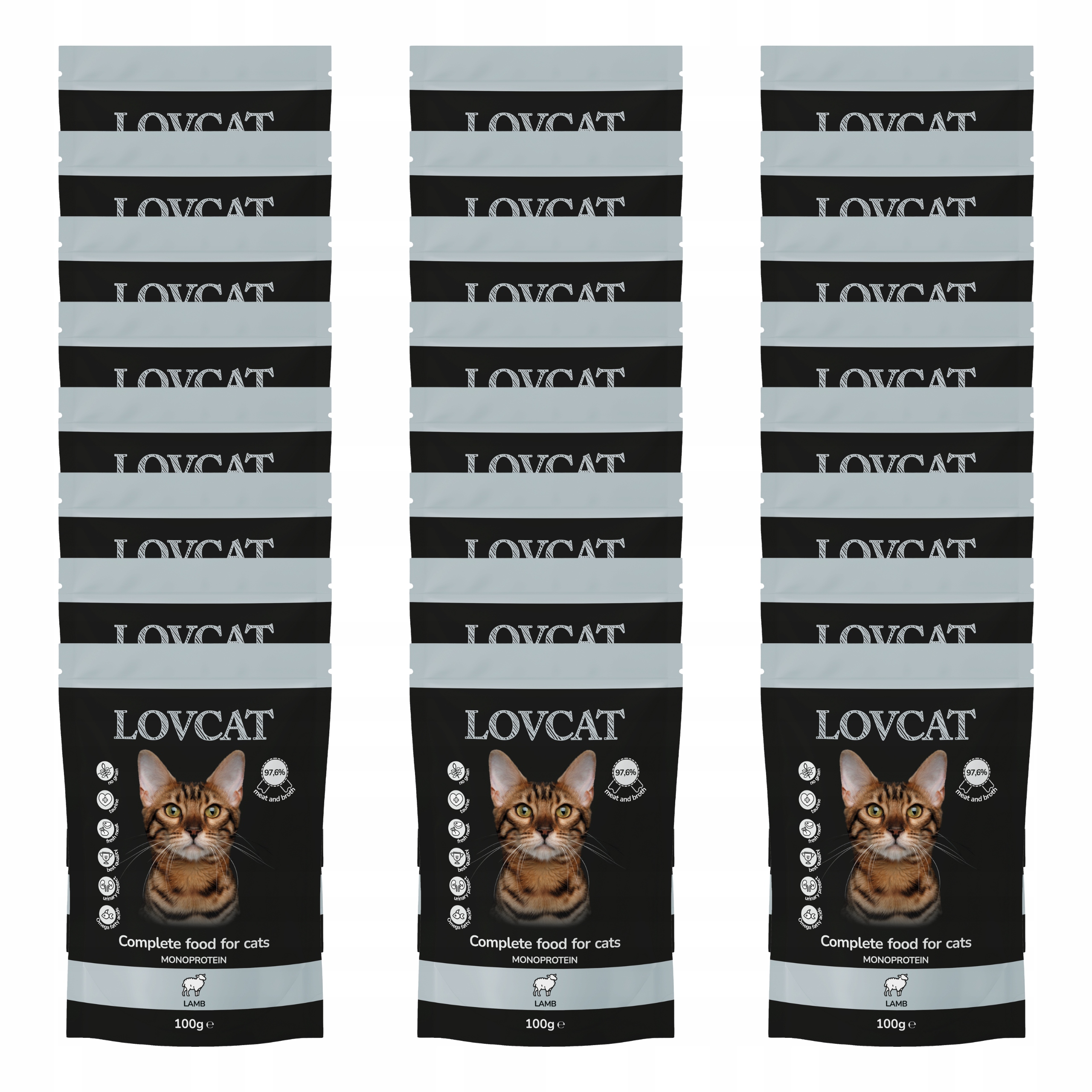 Lovcat Pure Lamb Vlhké krmivo pro kočky Jehněčí mono kapsička 24x100g Set