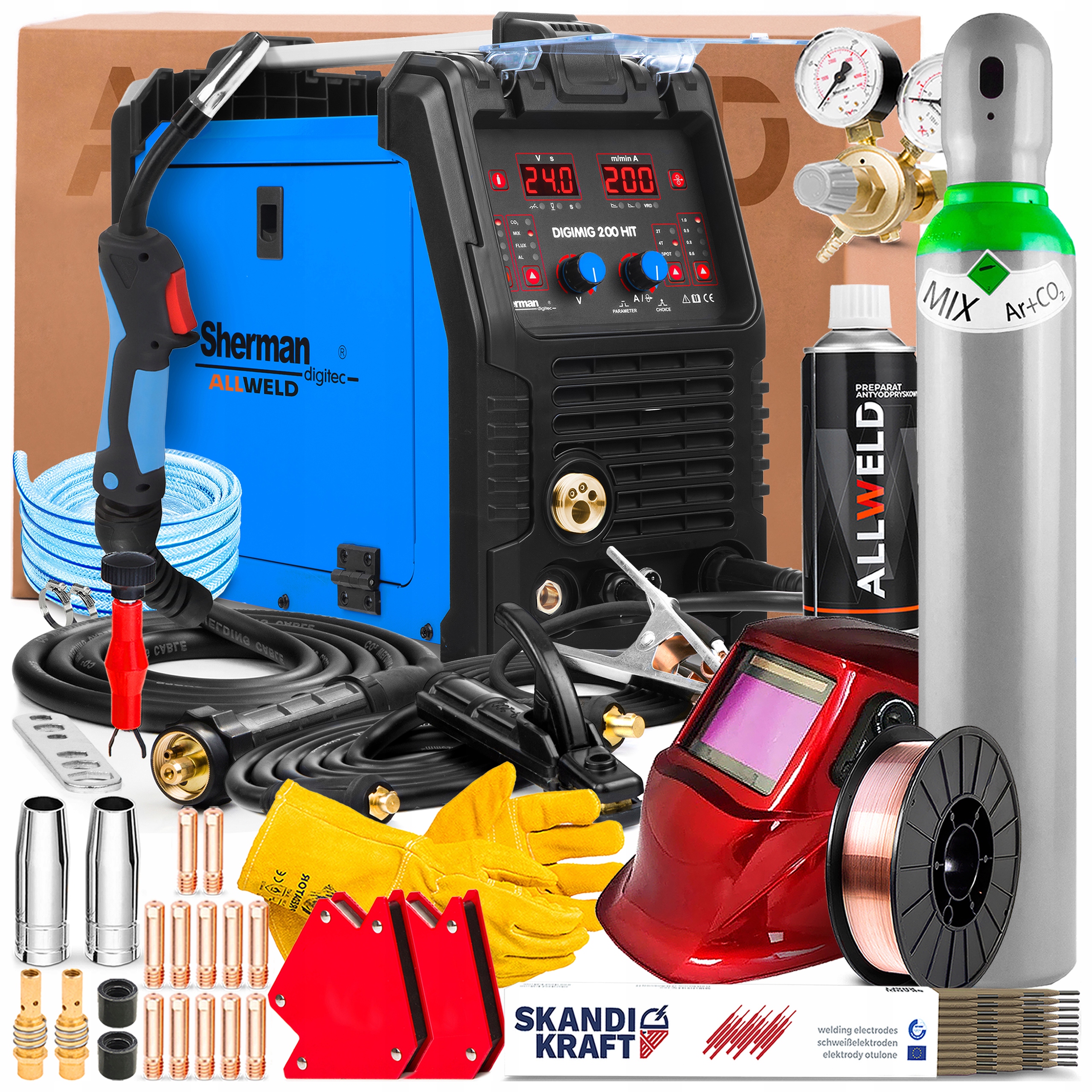 Spawarka Inwerter Sherman Digimig 200 230V 200A Synergia Mma Tig Lift