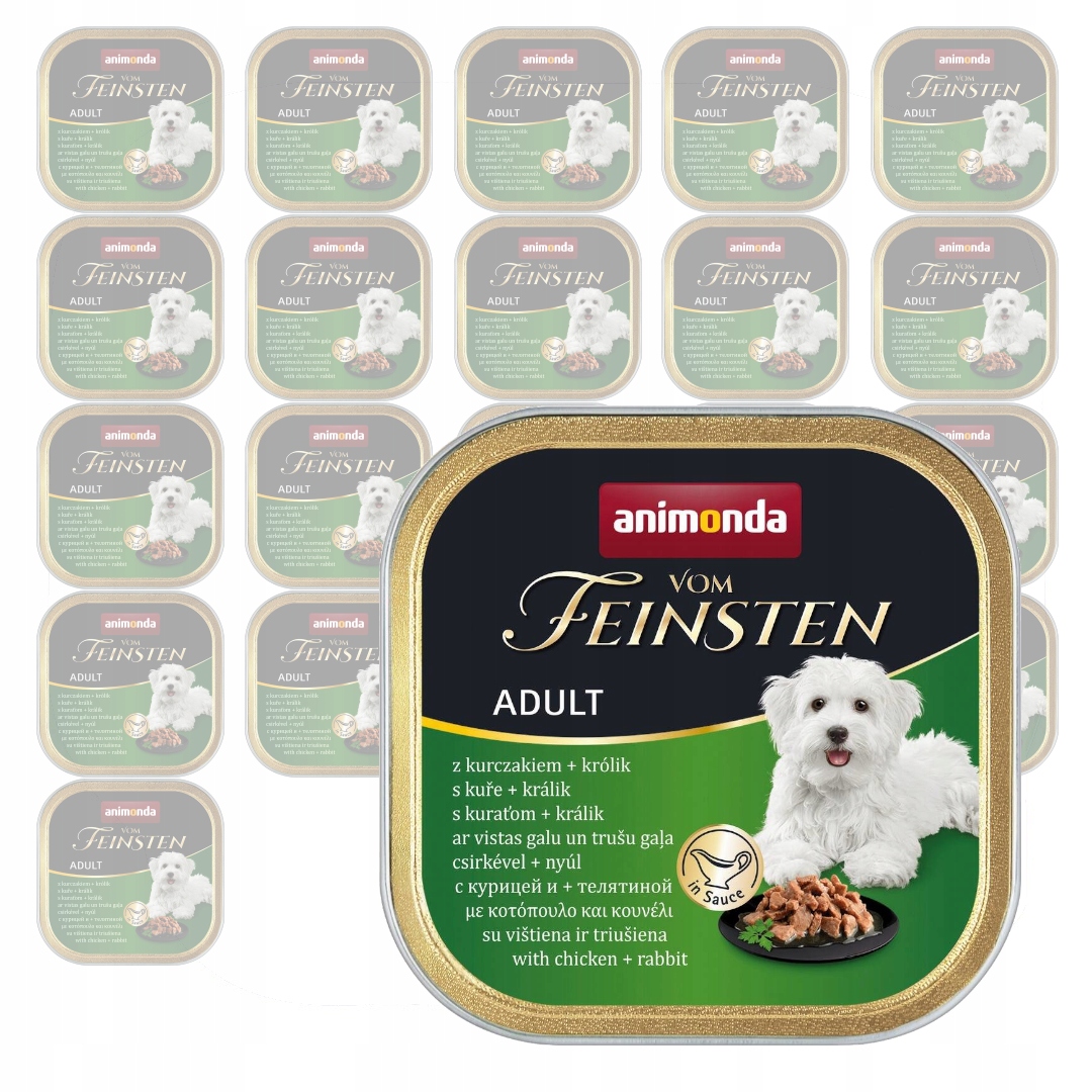 Animonda Vom Feinsten Adult 22x150g Vlhké Krmivo pro psy Kuřecí králík v omáčce
