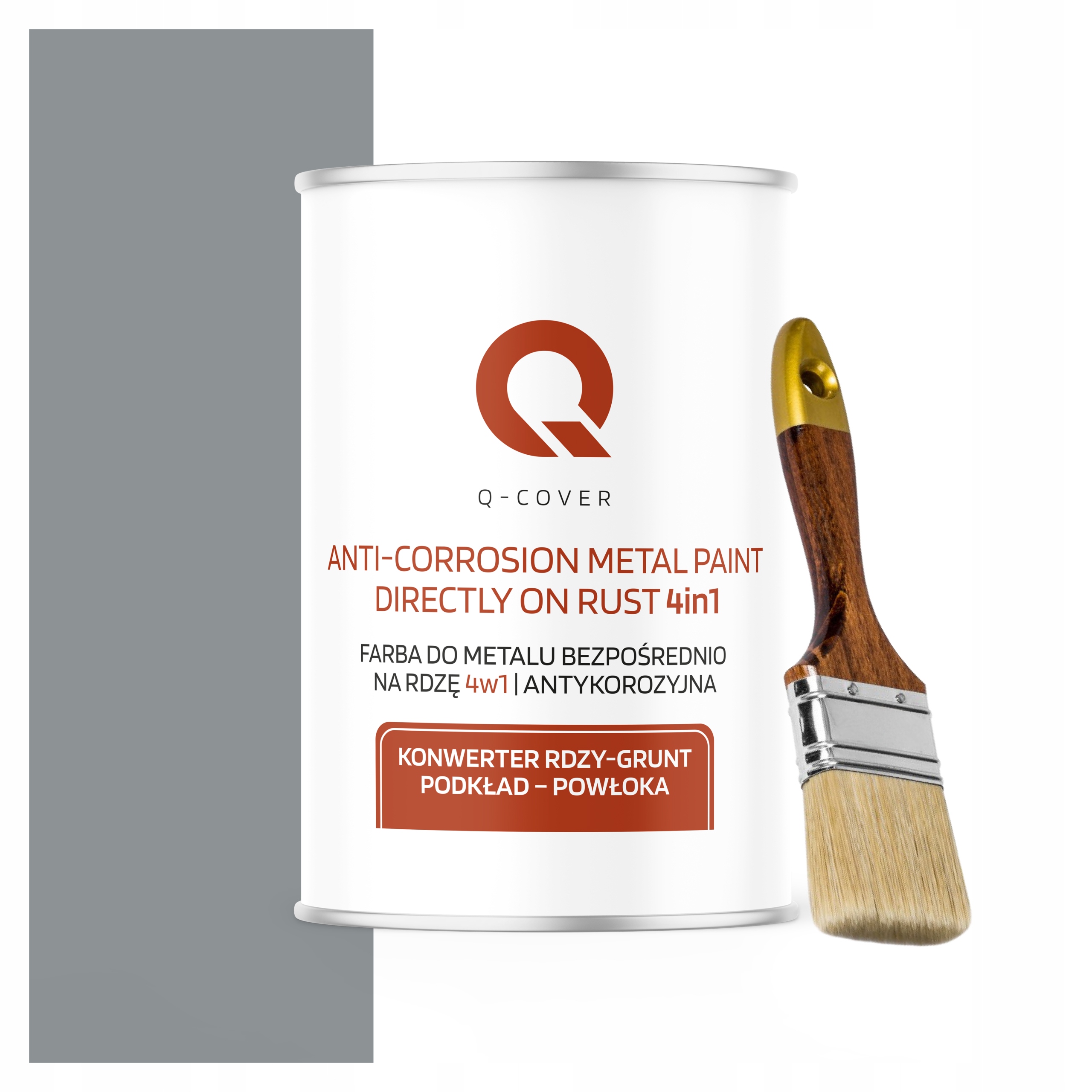 Farba Do Metalu Konwerter Grunt Podkład Powłoka 1L Kolor Szary Pędzel Uv