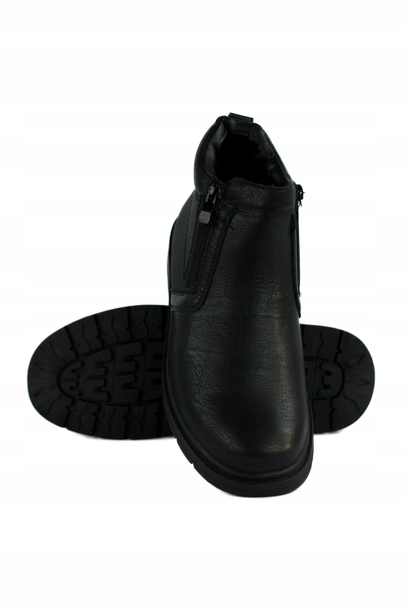 BUTY męskie TRZEWIKI ocieplane ZIMOWE eleganckie NA ZAMEK (45) Marka inna