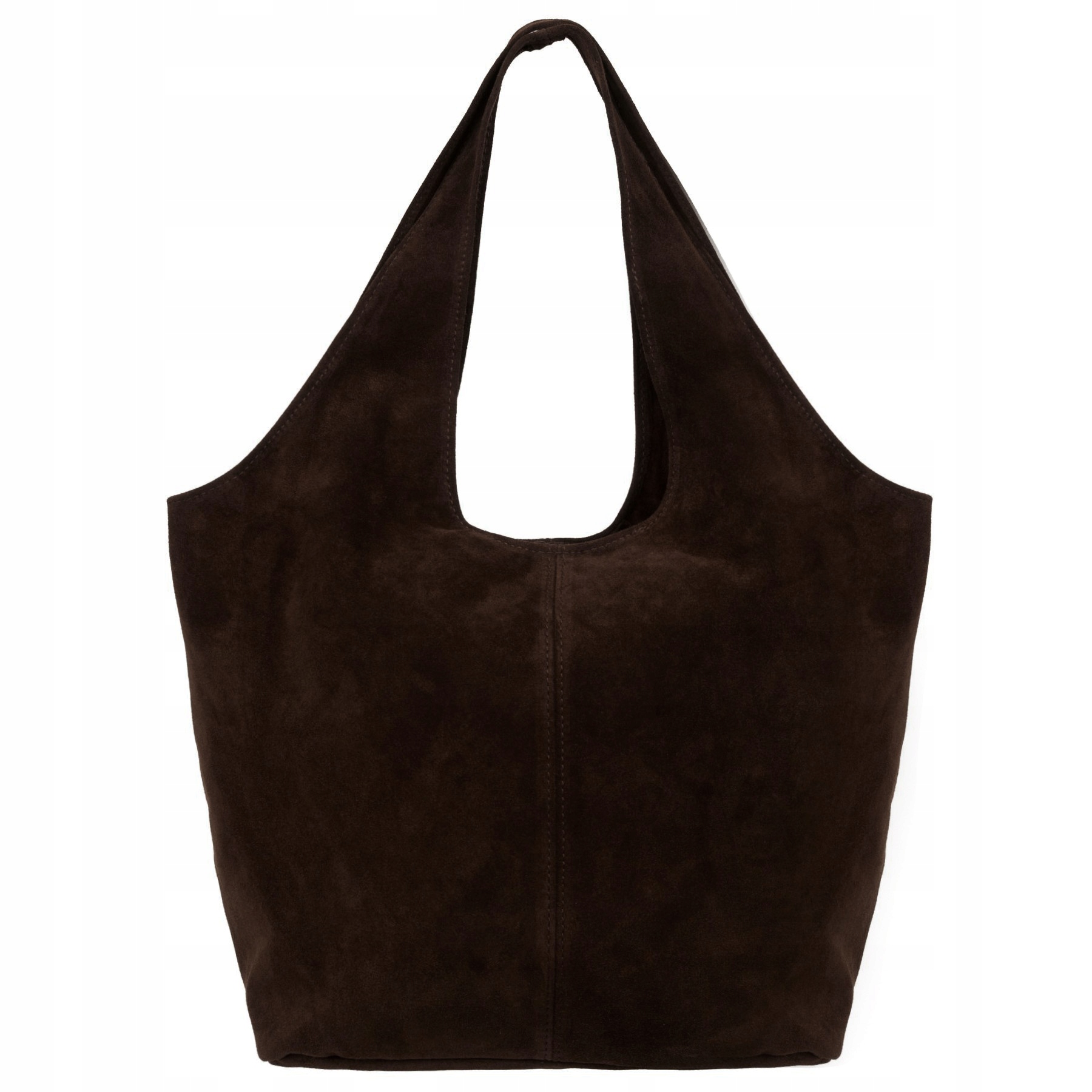 Vera Pelle torebka damska zamszowa shopper worek na ramię C.brązowa