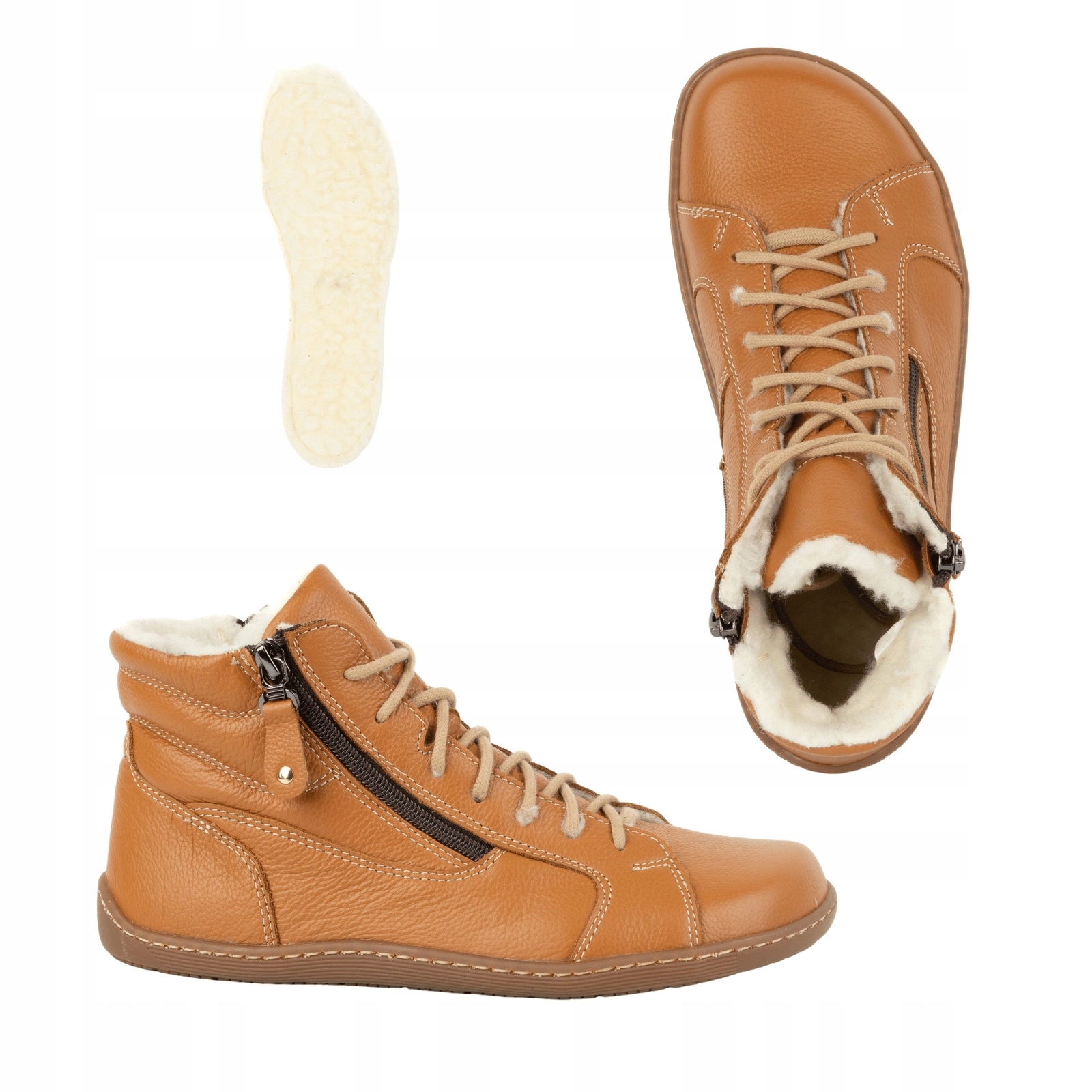 Dámské zimní boty Barefoot 1261 Přírodní komfort Dva šněrovací zipy 41