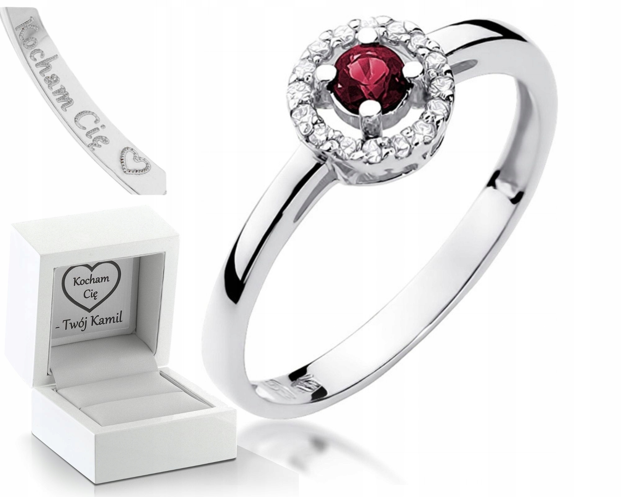 Prstýnek S Brilianty A Rubínem Gravírování Bonus