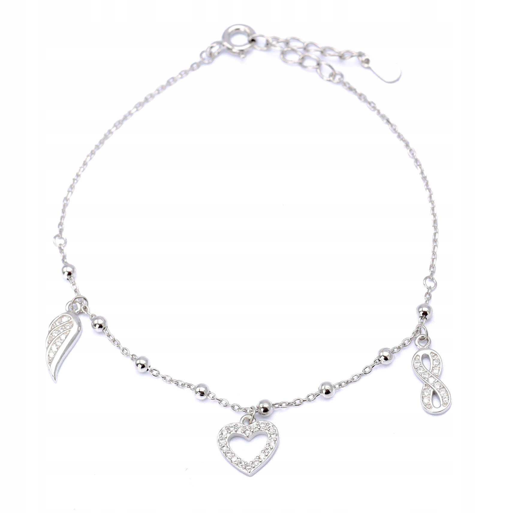 Stříbrný náramek srdce nekonečno