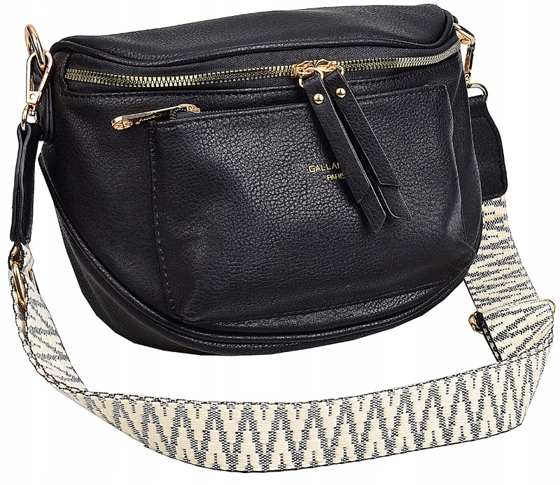 Gallantry Torebka damska listonoszka nerka szeroki sportowy pasek czarna