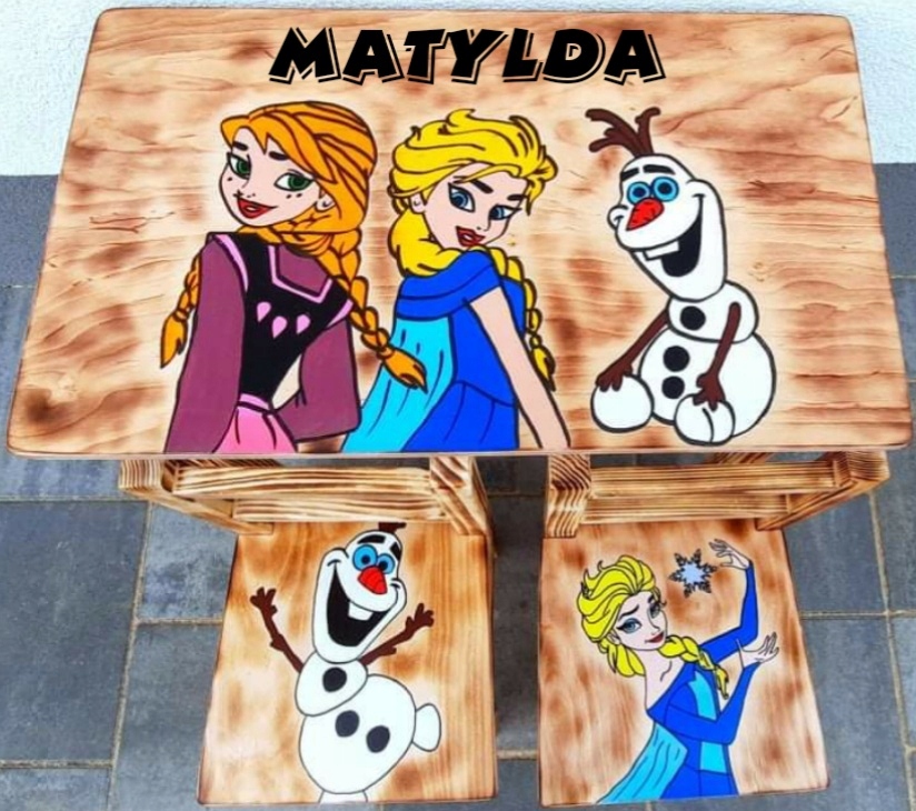 DREWNIANY STOLIK 2 KRZESEŁKA DLA DZIECI PSI PATROL Kolekcja Nowa