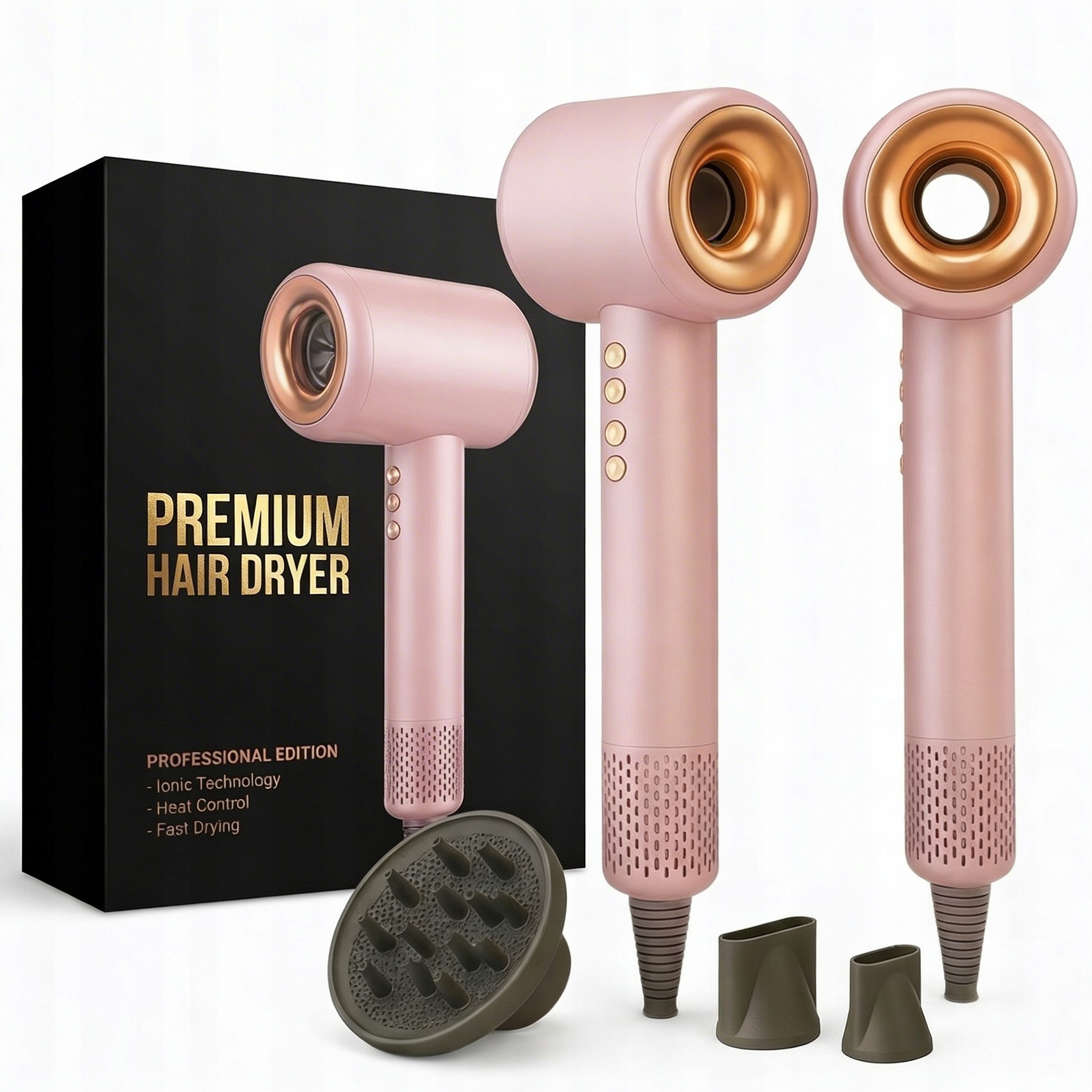 Profesjonalna suszarka do włosów z jonizacją 1600W 4 końcówki hair dryer