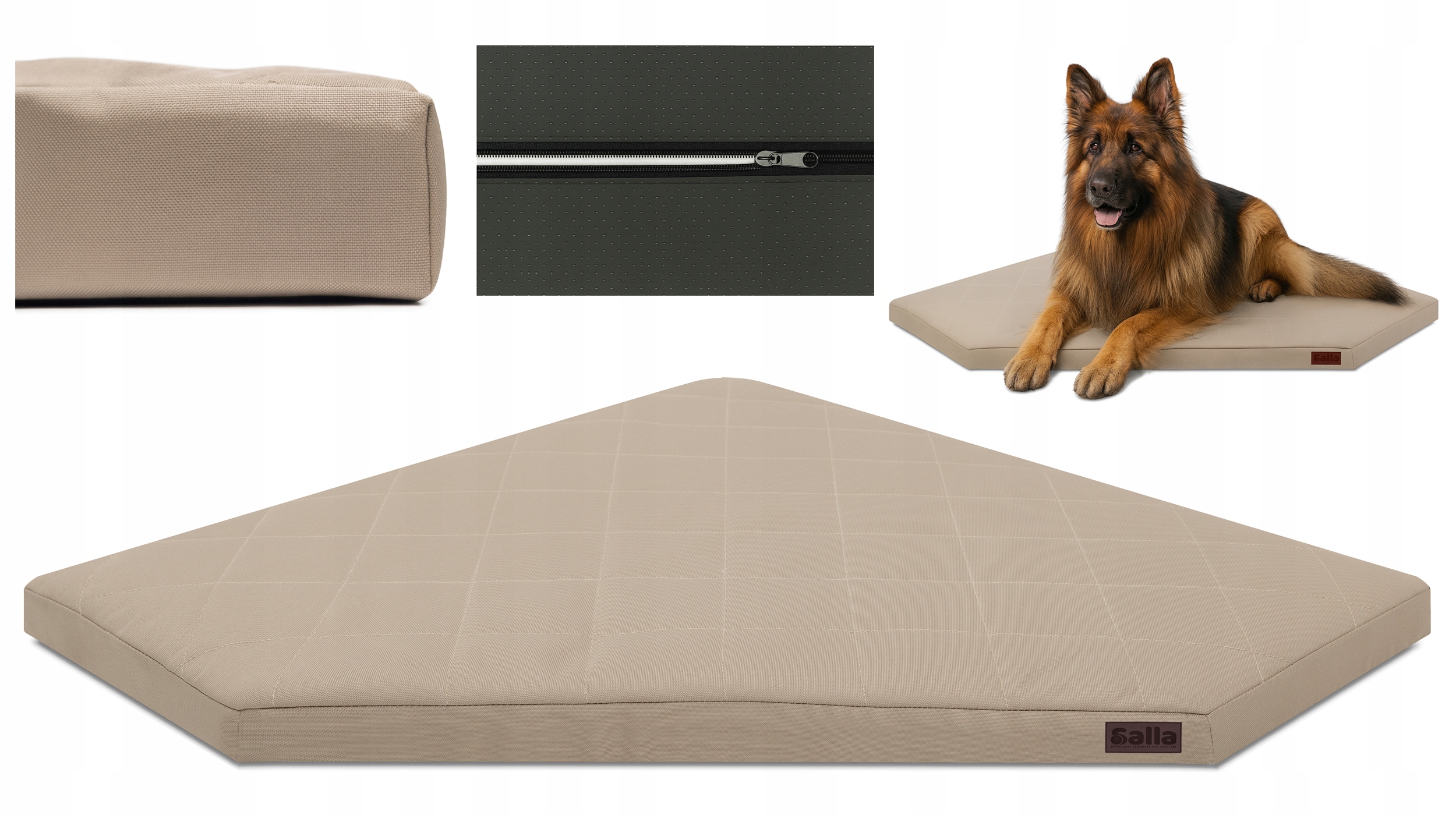 Levně Pelíšek pro psa Voděodolné pěnová matrace se zámkem 130x130 béžová