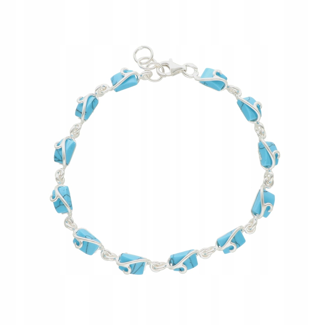 Jemný náramek s tyrkysem a stříbro