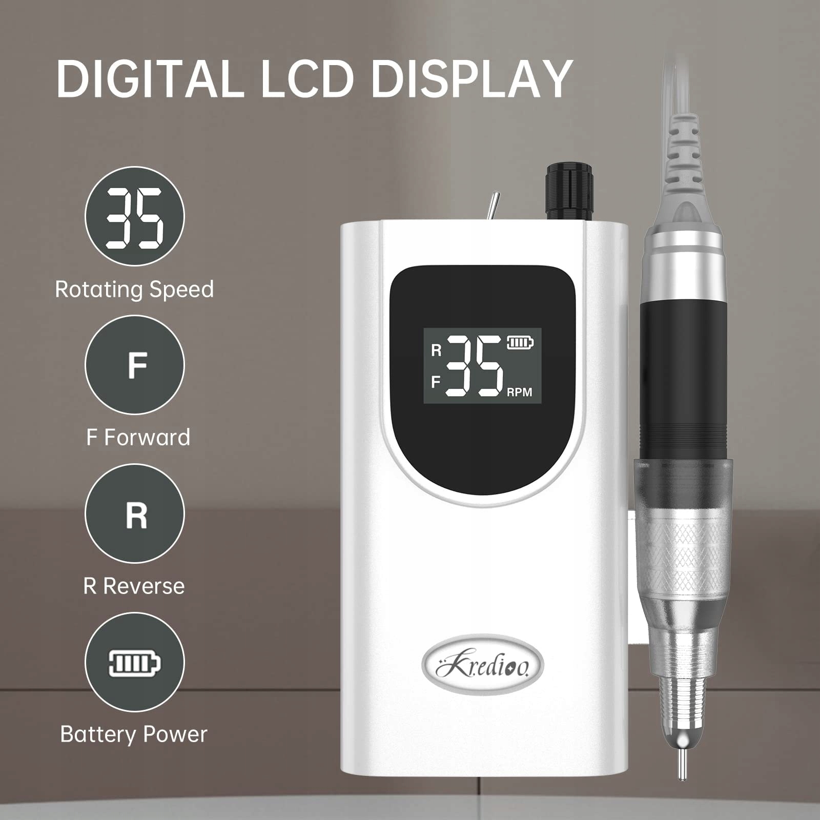 Kredioo Frezarka Do Paznokci Elektryczna 35000 U/min Zestaw Manicure — miniatura 3