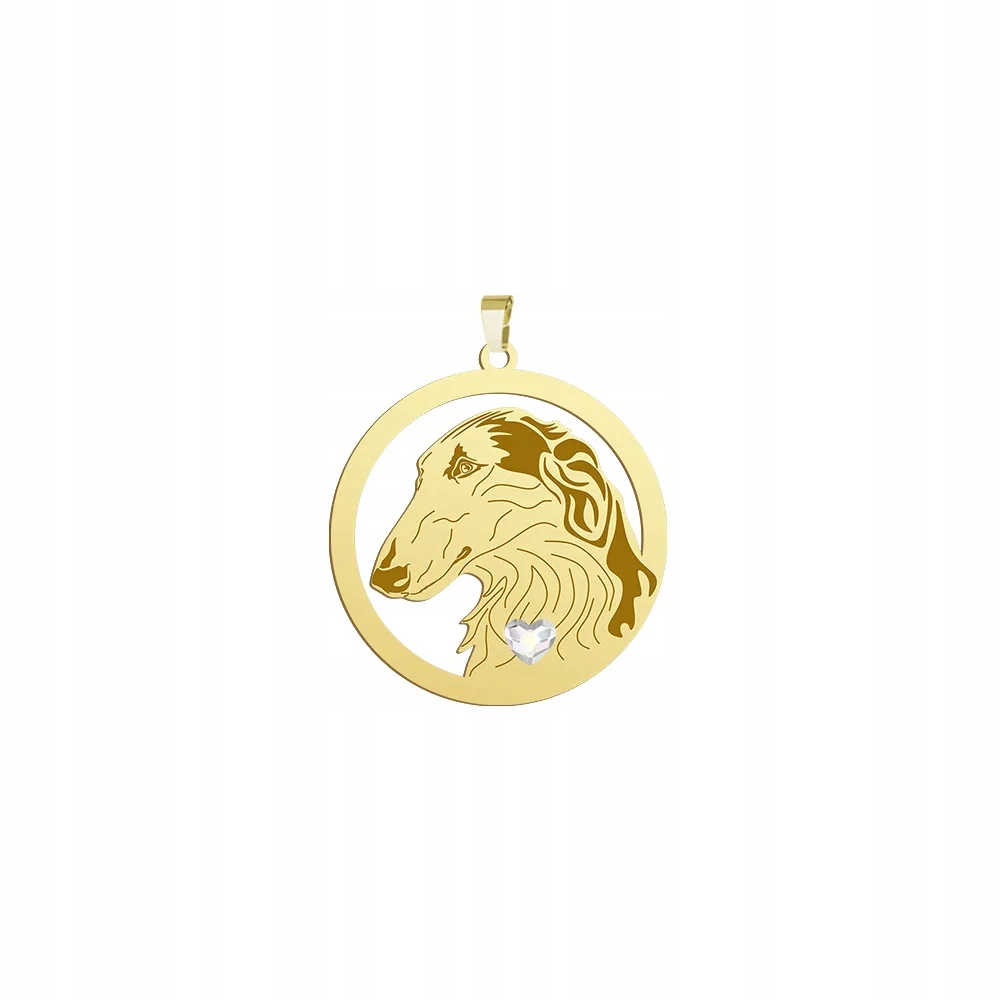 Zlatý přívěsek se psem Ruský chrt Borzoj 925 Žena Gravírování Bonus