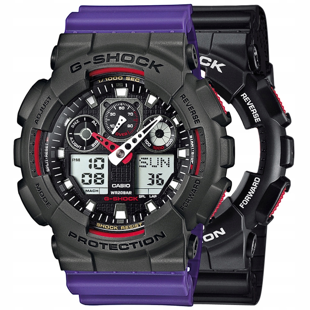 Sada G-shock GA-100-1A4ER Šedá Fialová
