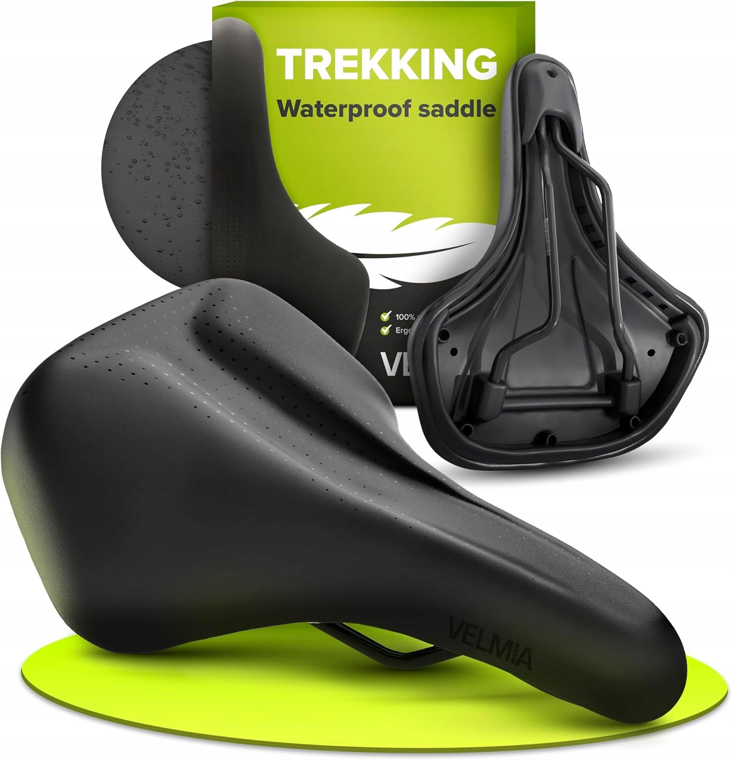 Siodełko rowerowe Velmia do rowerów trekking, ergonomiczne, wodoodporne