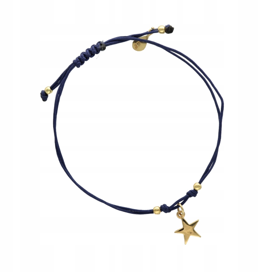 Provázkový náramek hvězdička tmavě modrá, pozlacený