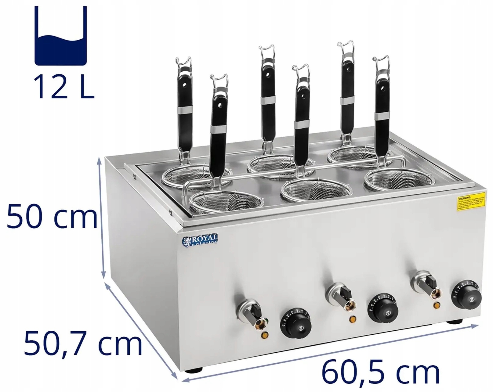 Garnek warnik do makaronu 6 koszy 4L 50 cm Royal Catering RCNK-6 10010235