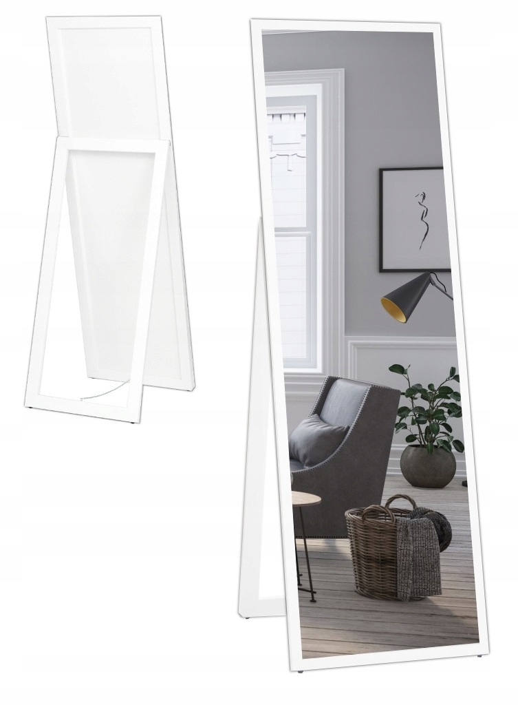 

Lustro Stojące Wąska Rama Premium 160x50 Biała