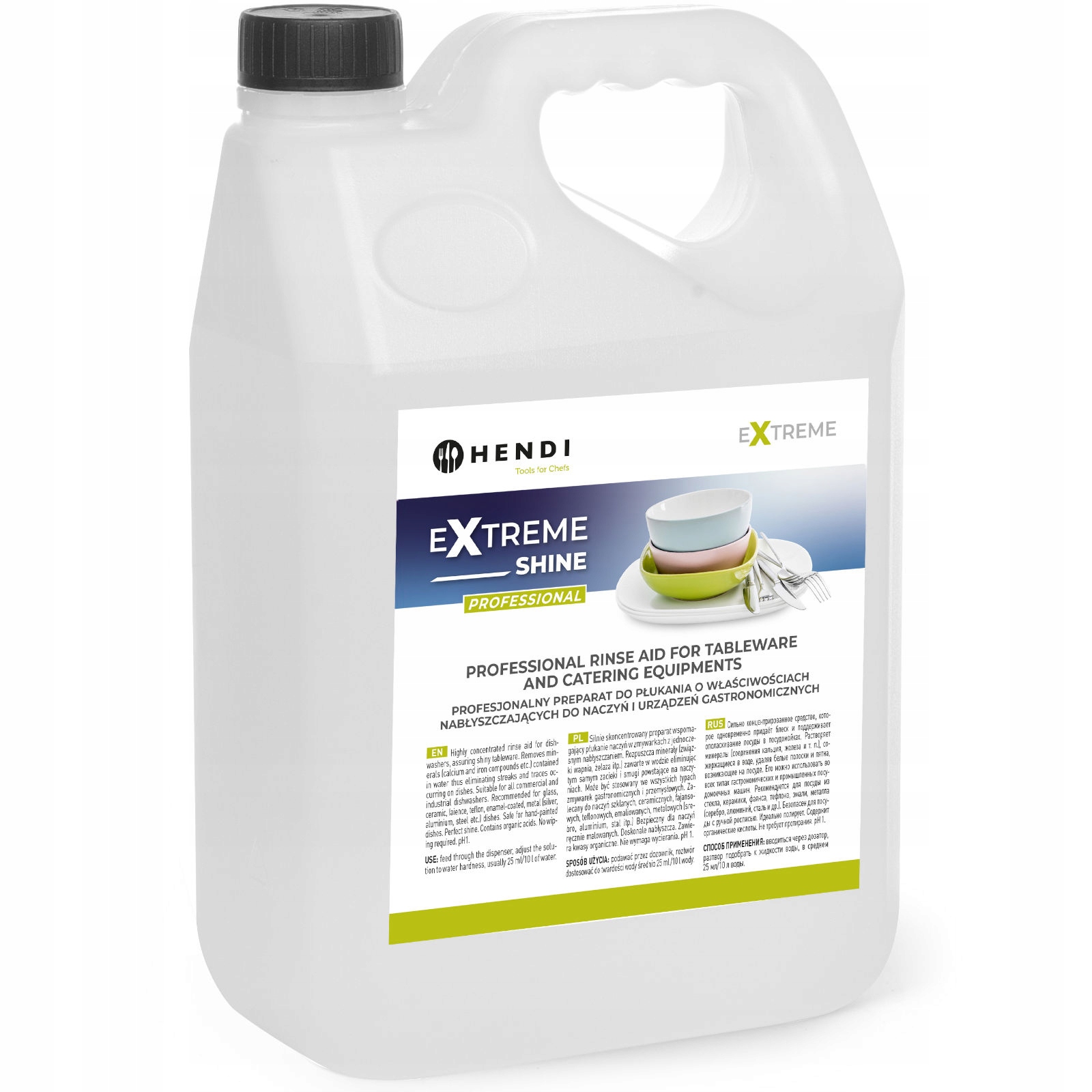 Tekutý Leštidlo Na Oplachování Nádobí Myčka Nádobí Gastro Koncentrát 5 L Hendi