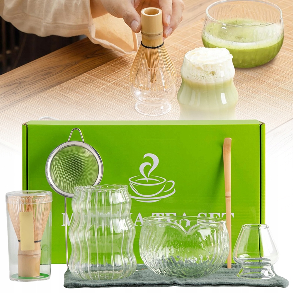 Zestaw 7 Sztuk Do Matchy, Miotła Do Matchy, Miska Do Matchy, Trzepaczką