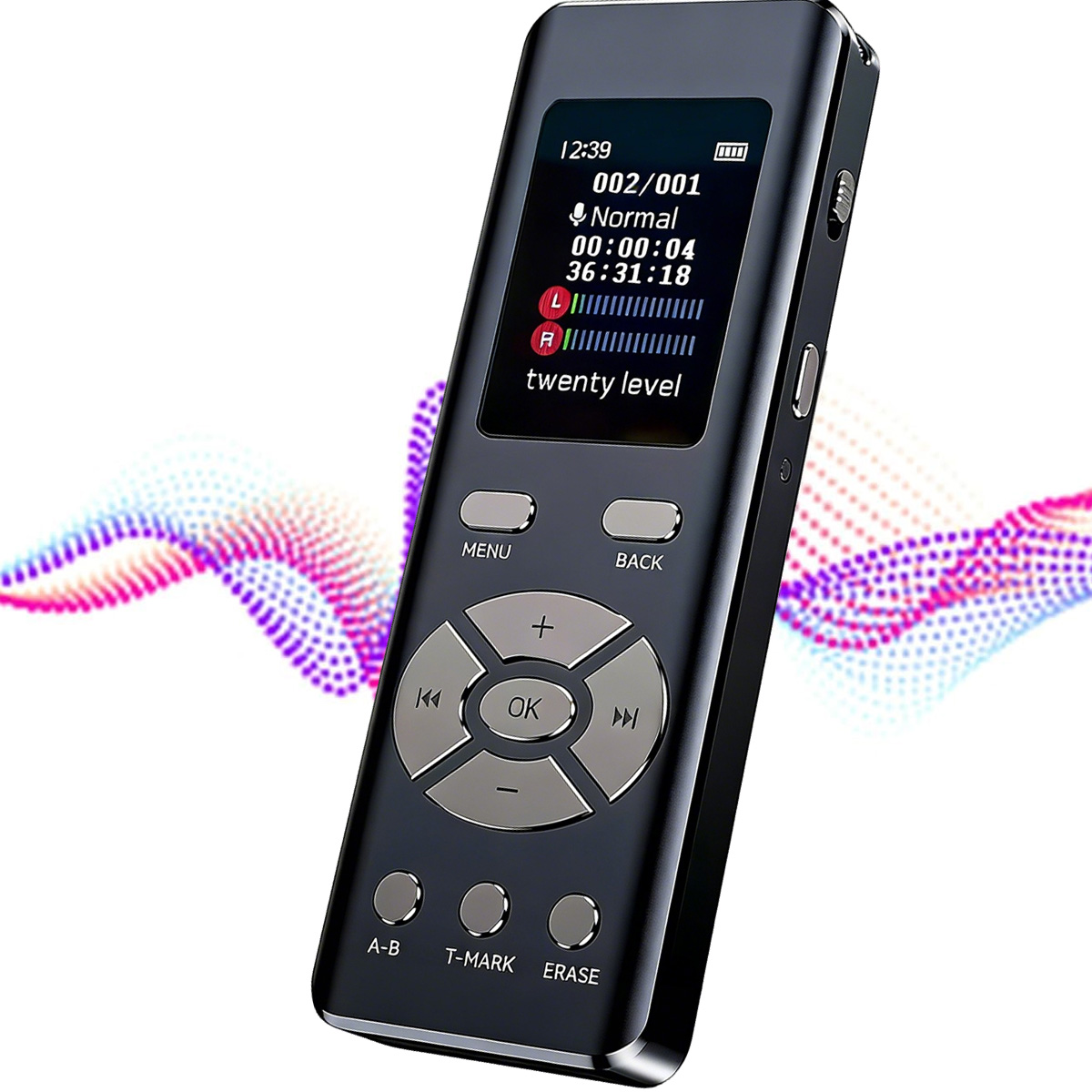 Cyfrowy dyktafon 64 Gb, inteligentny odtwarzacz MP3 z funkcją nagrywania