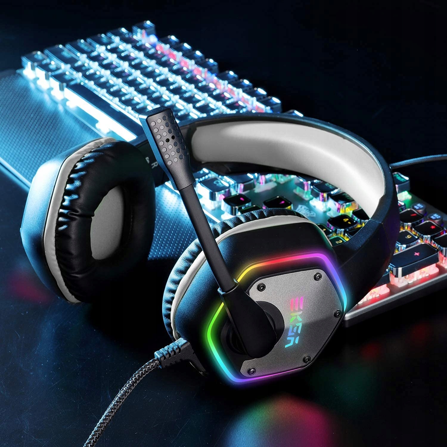 EKSA E1000 Słuchawki Gamingowe USB z Mikrofonem RGB do PC PS4 PS5 Laptop — miniatura 11