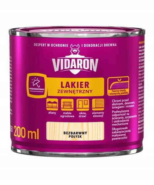 Lakier do drewna Vidaron bezbarwny połysk 0,2 l