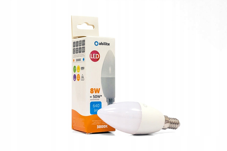 

Abilite Żarówka Led świeczka E14 8W B.ciepła 640LM