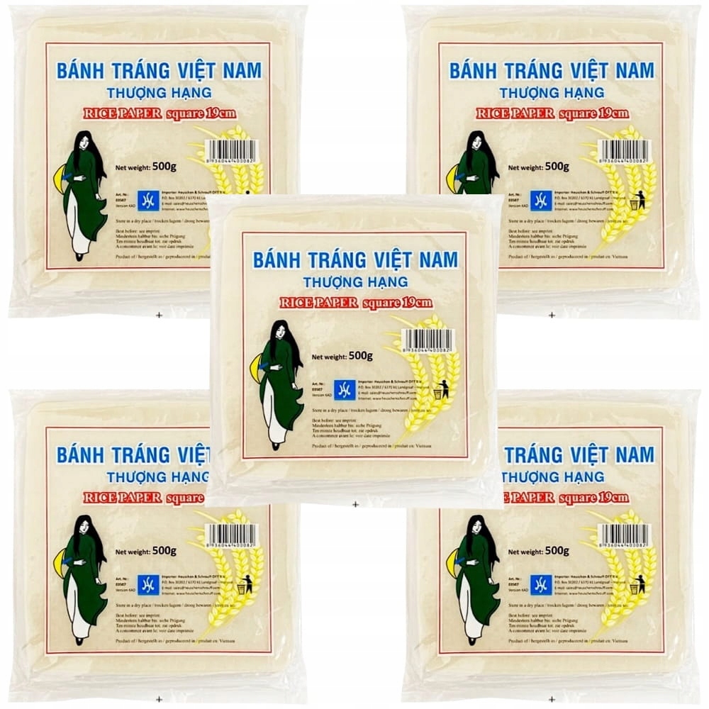 Levně 5x Čtvercový rýžový papír na jarní závitky Spring Rolls 19 Cm 500 g Hs