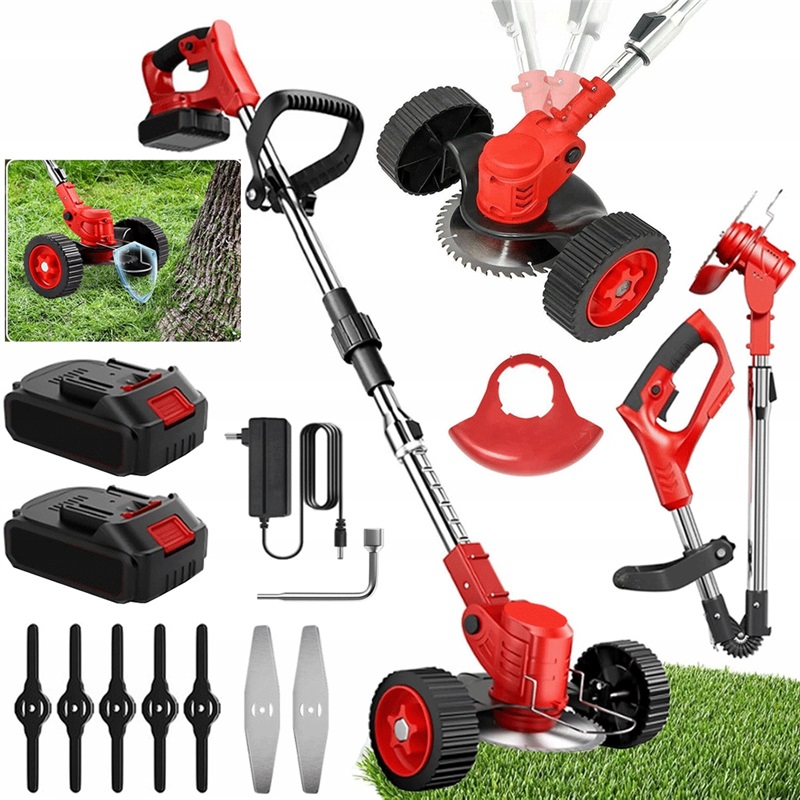 Bezdrátová Sekačka Na Trávy Se 2 Kolečky A Dvojitým Spínačem