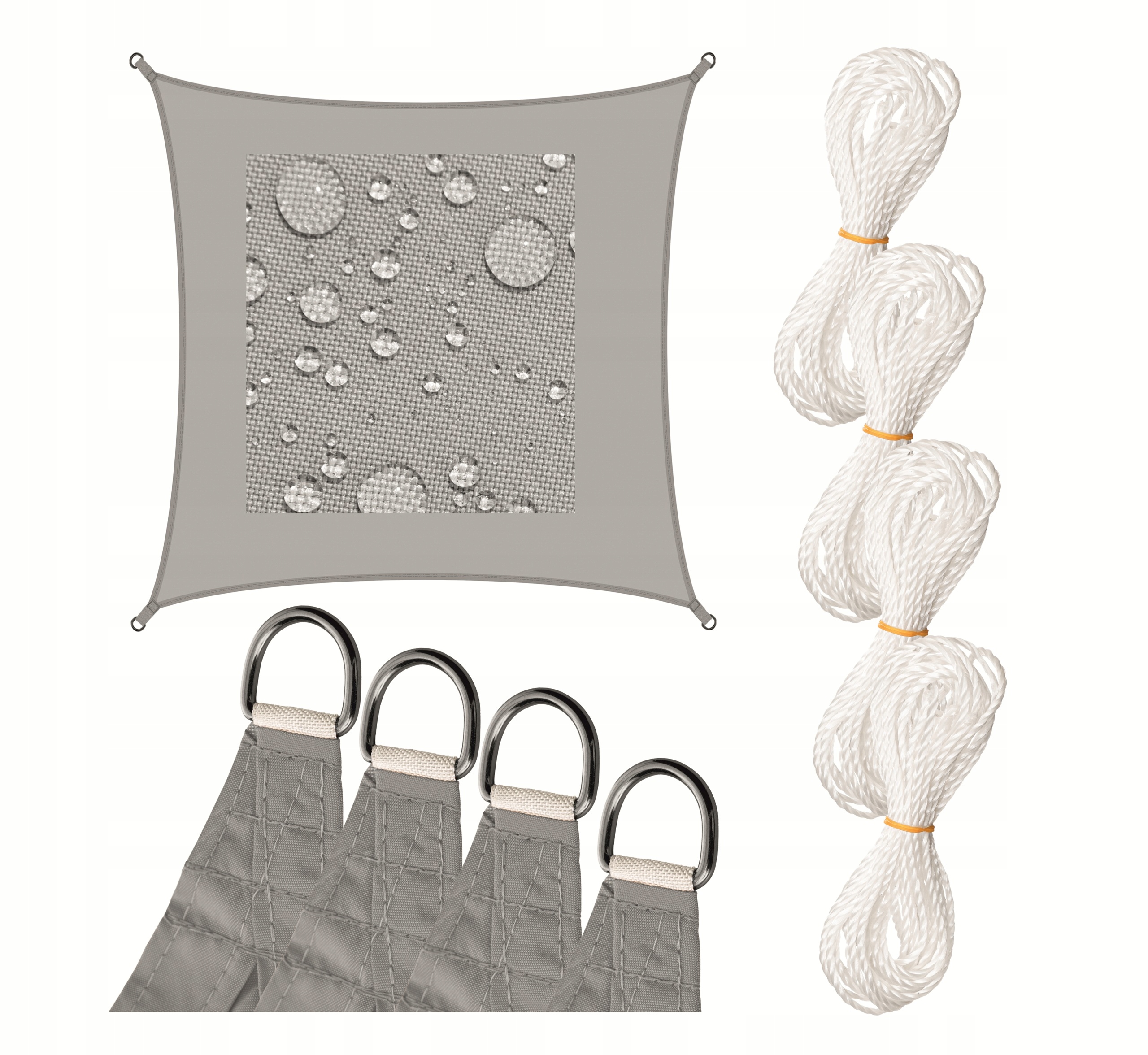 Zahradní Sluneční Plachta 4,5 x 4,5 m Čtvercový voděodolný zastíňovač