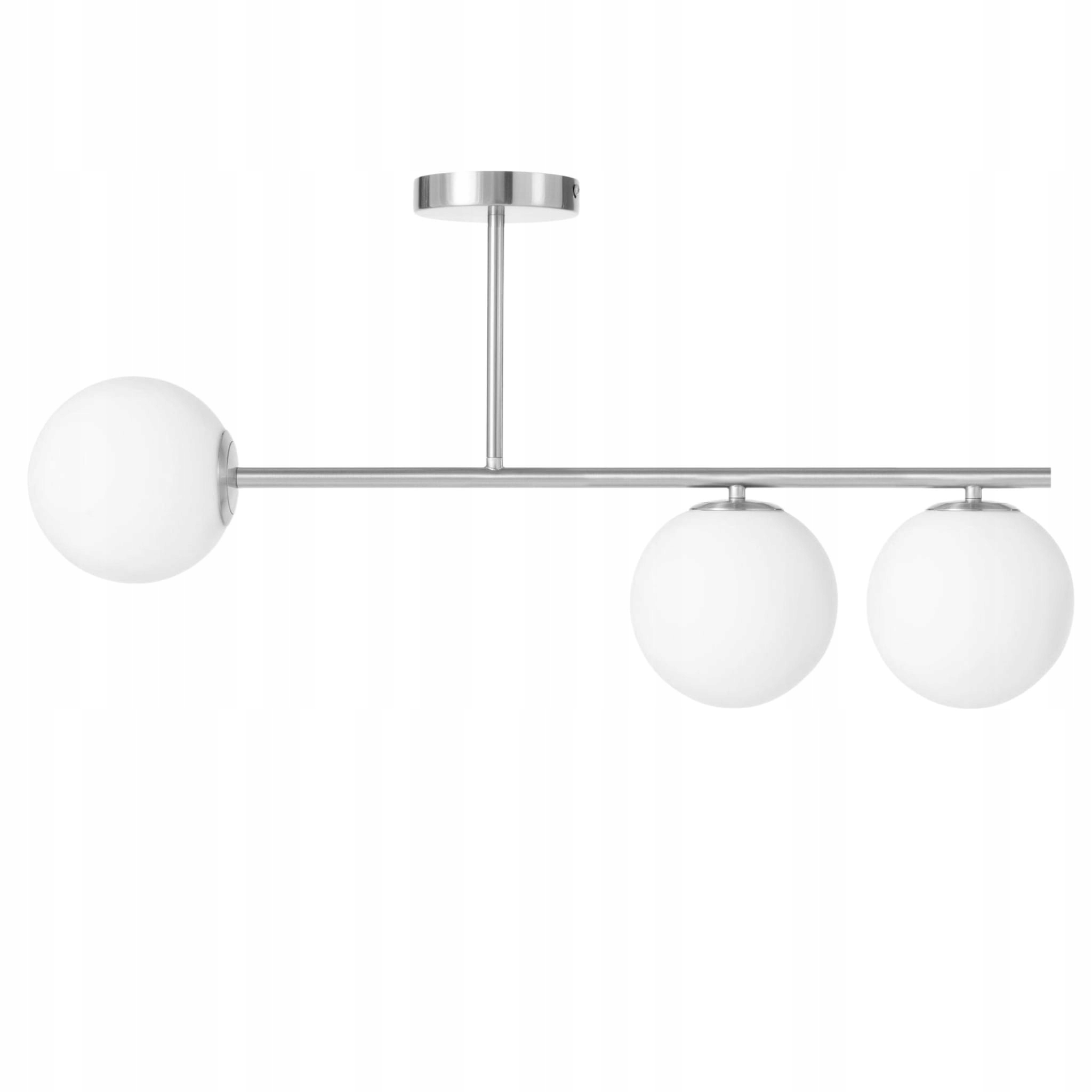 Lampa sufitowa Milano silver potrójna mleczne kule symetryczne
