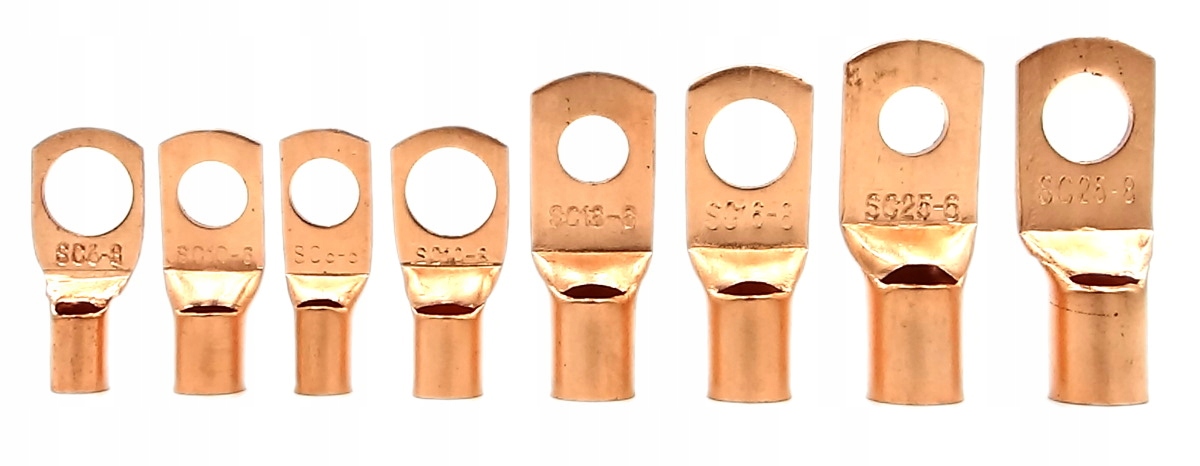 Zestaw konektorów oczkowych 60 sztuk miedziane nieizolowane