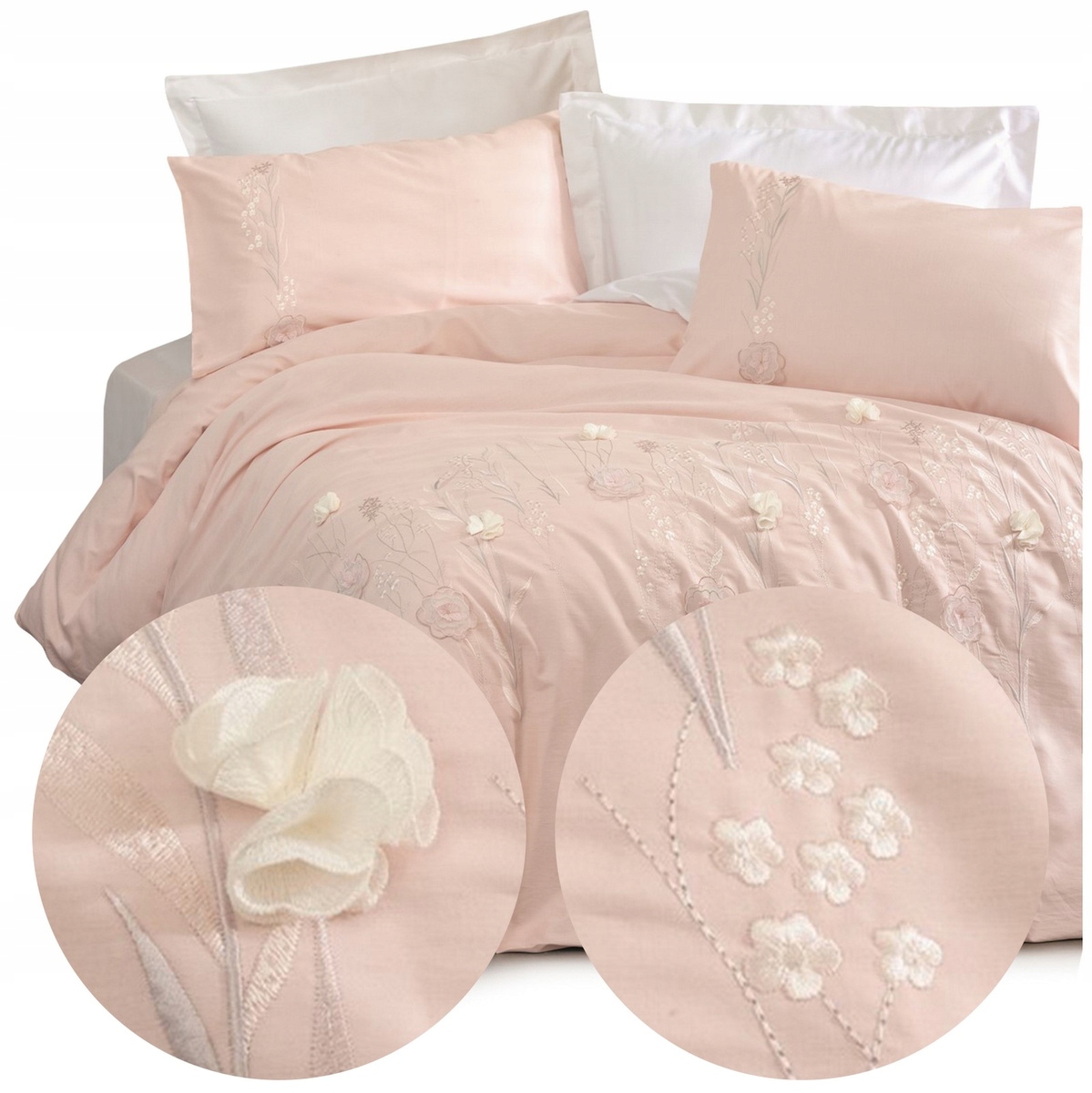 Posteľná Bielizeň 200 x 220 6 cm Bavlnená saténová vyšívaná 3D Omer komplet