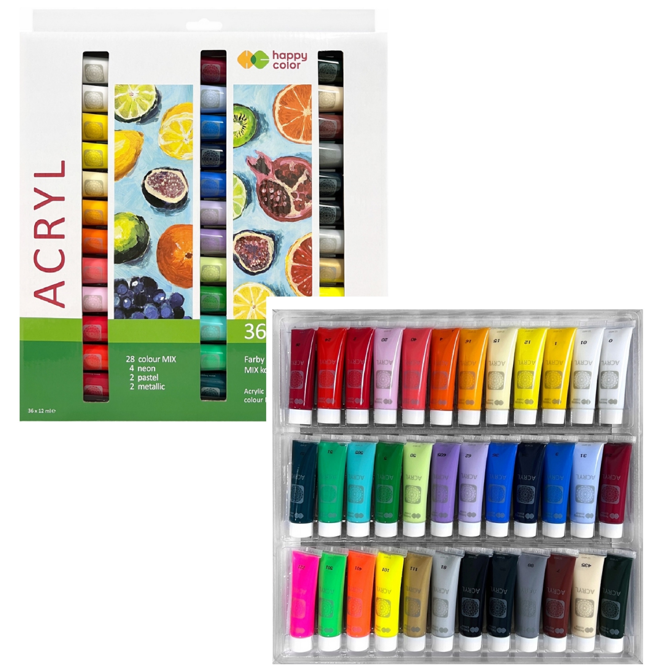 HAPPY COLOR FARBY AKRYLOWE FARBA ZESTAW 36 KOL