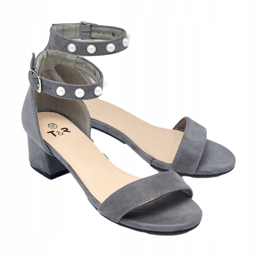

Buty Sandały Damskie klocek obcas Szare *40 U