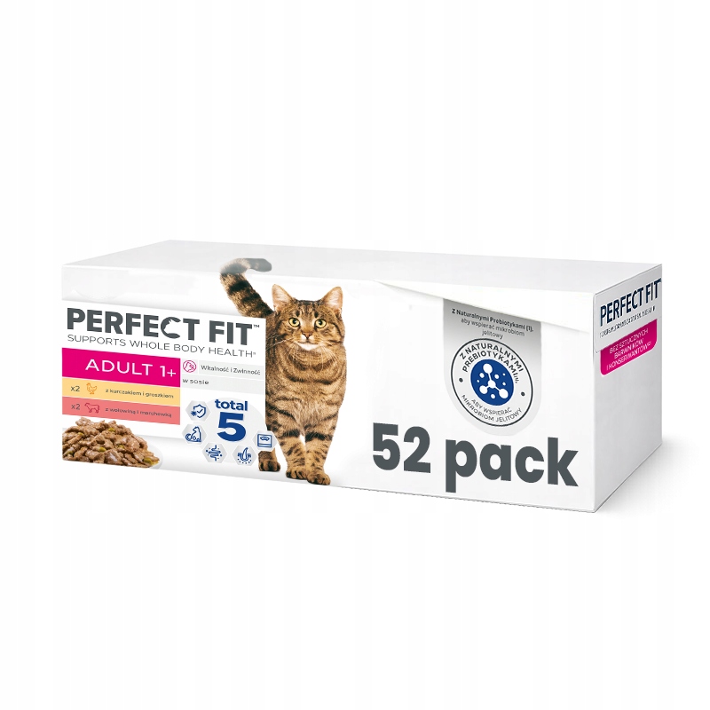 Perfect Fit Adult 1+ 52x85g Vlhké Krmivo pro kočky Kuřecí hovězí maso v omáčce
