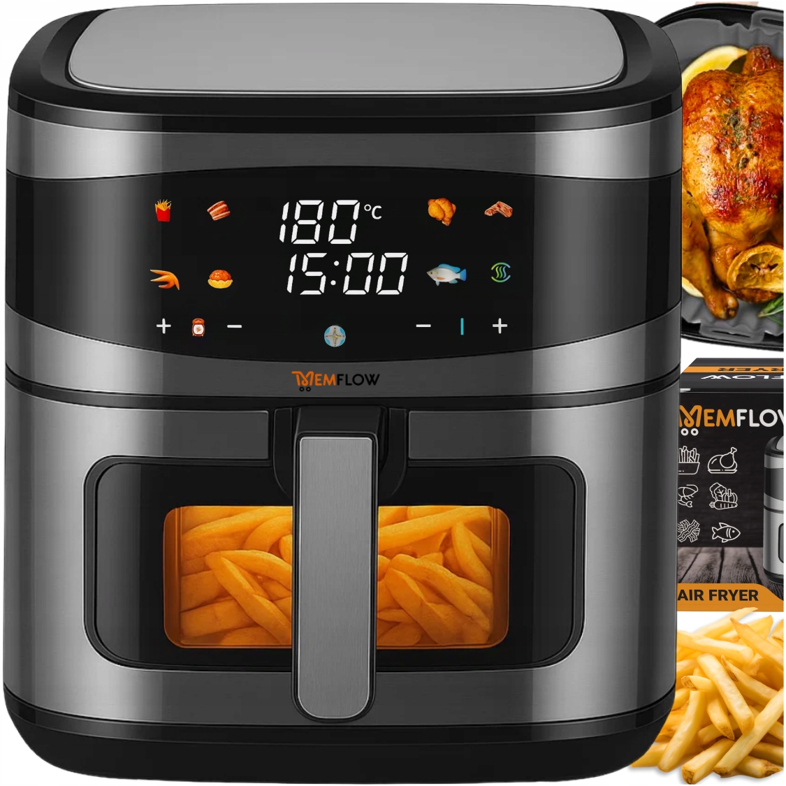 Air Fryer Frytkownica Beztłuszczowa Frytownica Duża 8 Programów 8L 1800W
