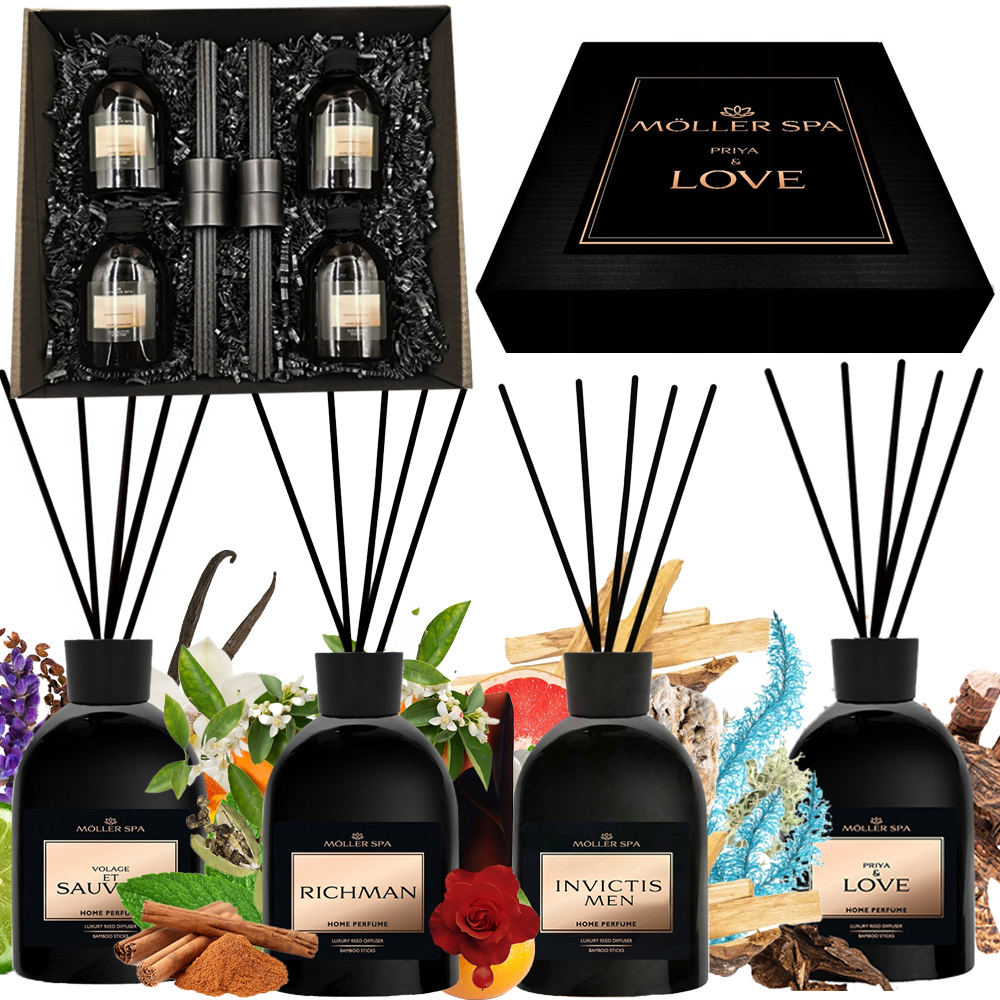 4 x 250ml MIX Zapach Męski Perfum Do Domu Patyczki Zestaw Prezentowy 1000ML