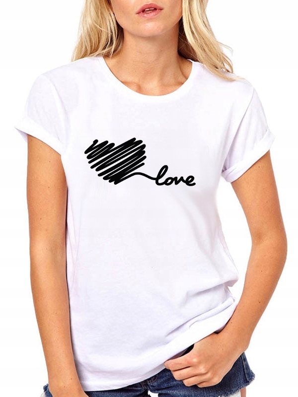 

T-shirt Koszulka Damska Z Nadrukiem Serce M