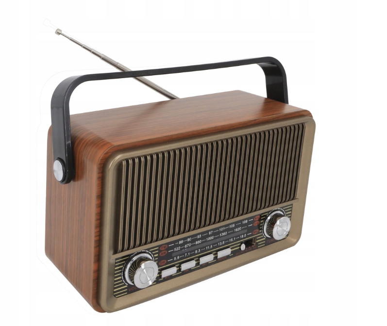 MK-622 Przenośne drewniane Radio Retro Bluetooth FM AM akumulator USB pilot Marka CMiK